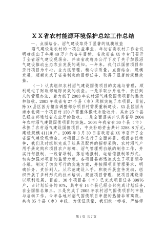ＸＸ省农村能源环境保护总站工作总结