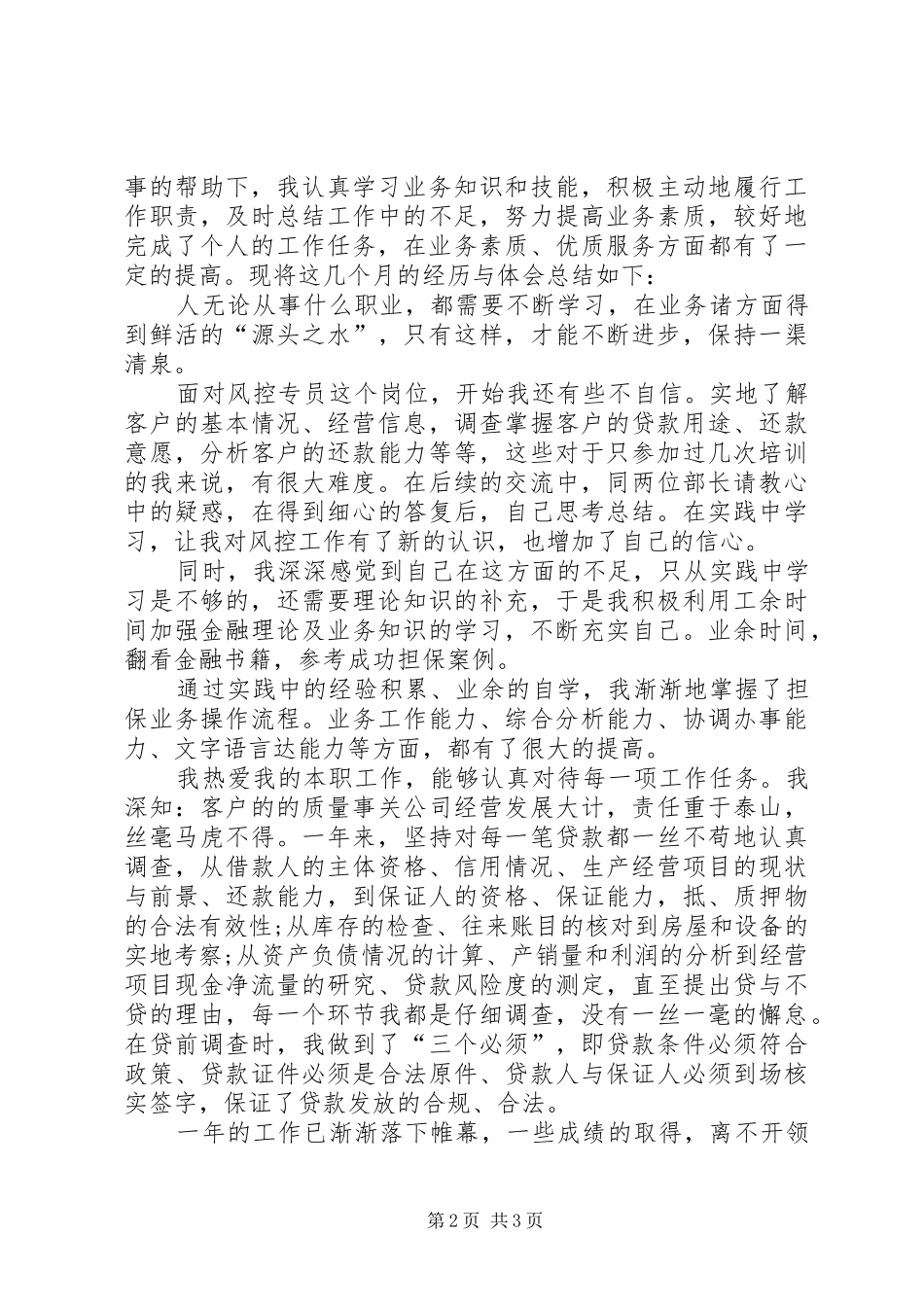 风控专员年终总结_第2页