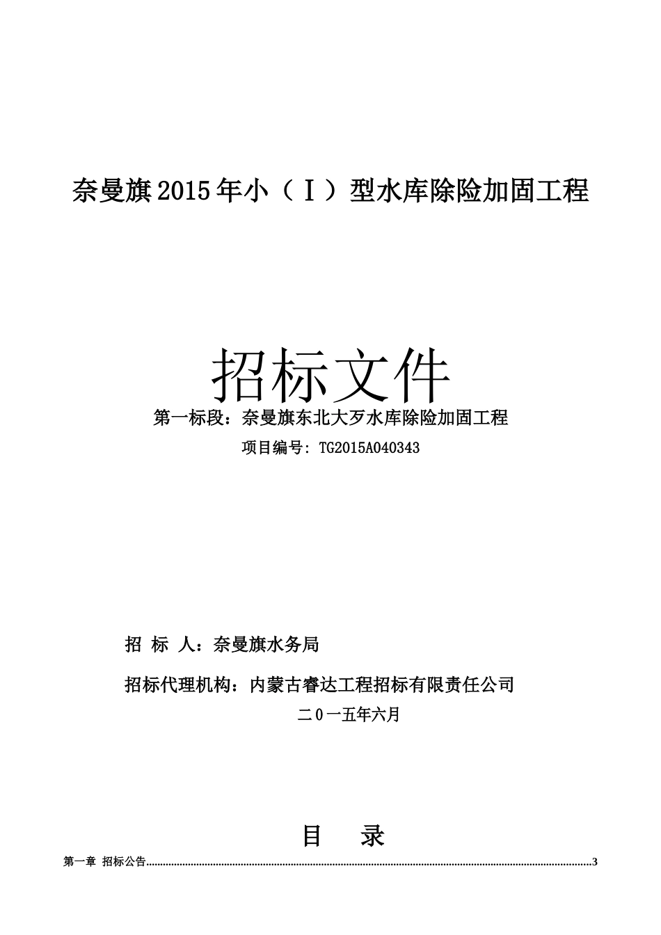 水库除险加固工程招标文件_第1页
