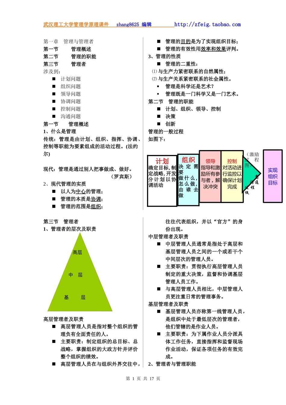 武汉理工管理学原理考研专业课专用word打印版_第1页