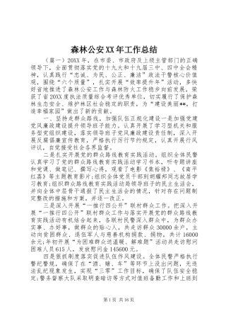 森林公安工作总结