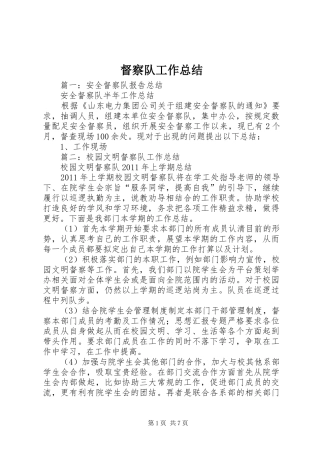 督察队工作总结