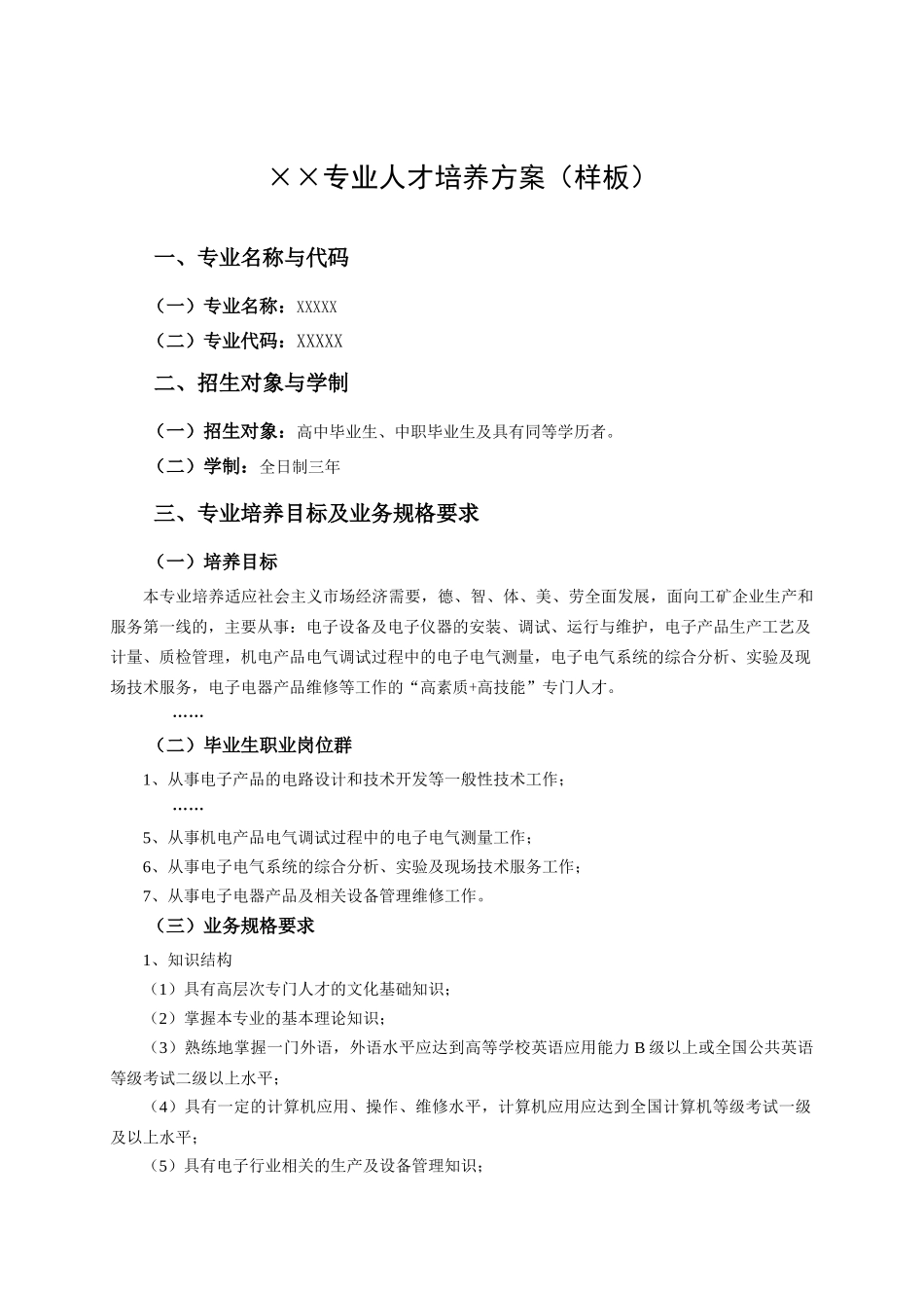 专业人才培养方案(样板)_第1页