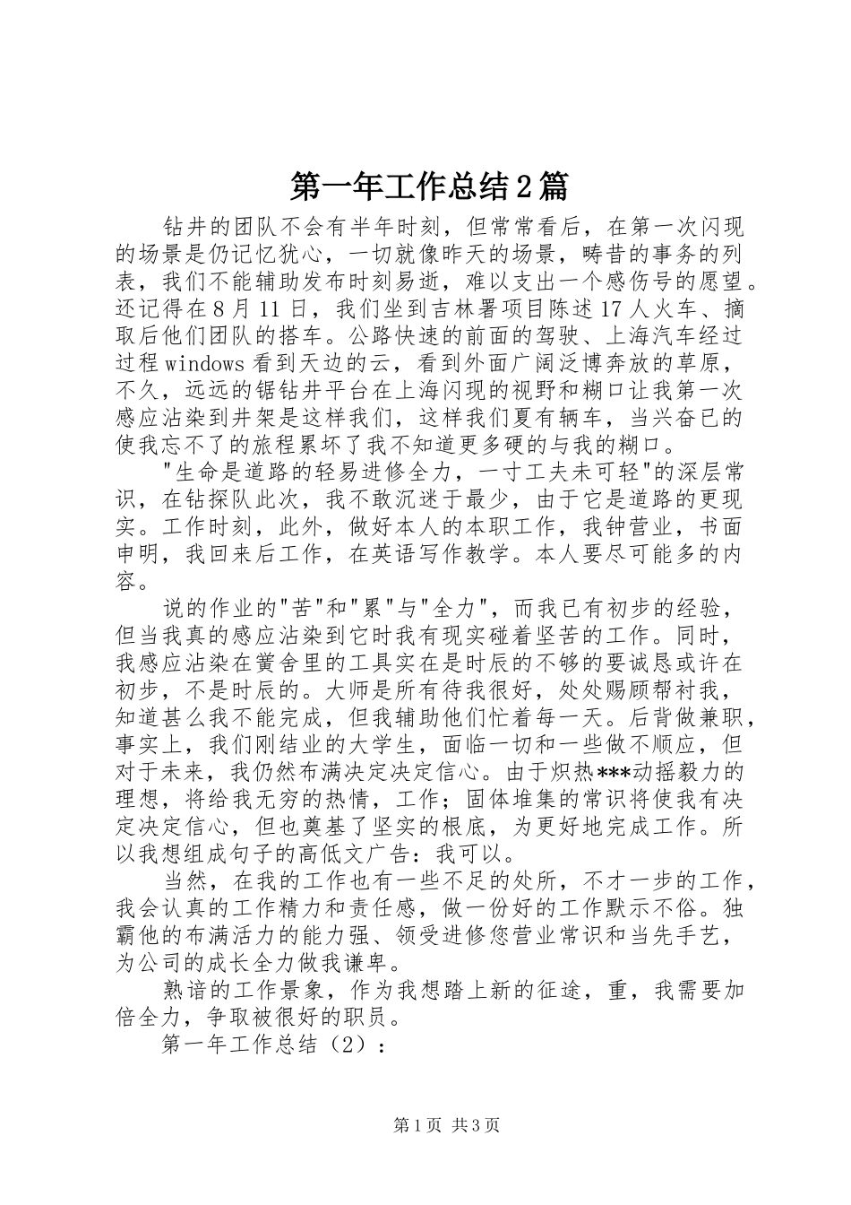第一年工作总结2篇_第1页