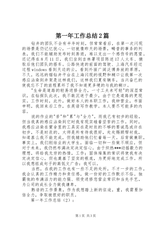 第一年工作总结2篇
