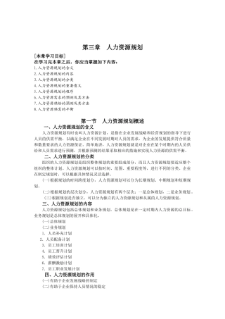人力资源规划的制定与评价