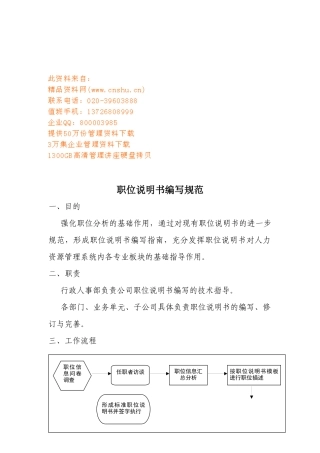 企业职位说明书编写规范