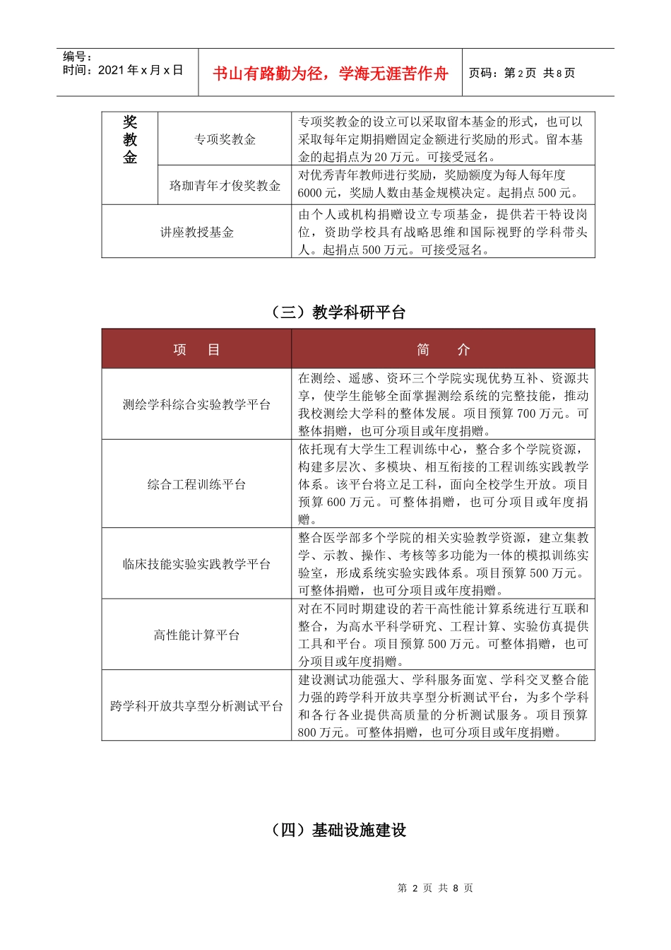 武汉大学120周年校庆捐赠项目简介0316_第2页
