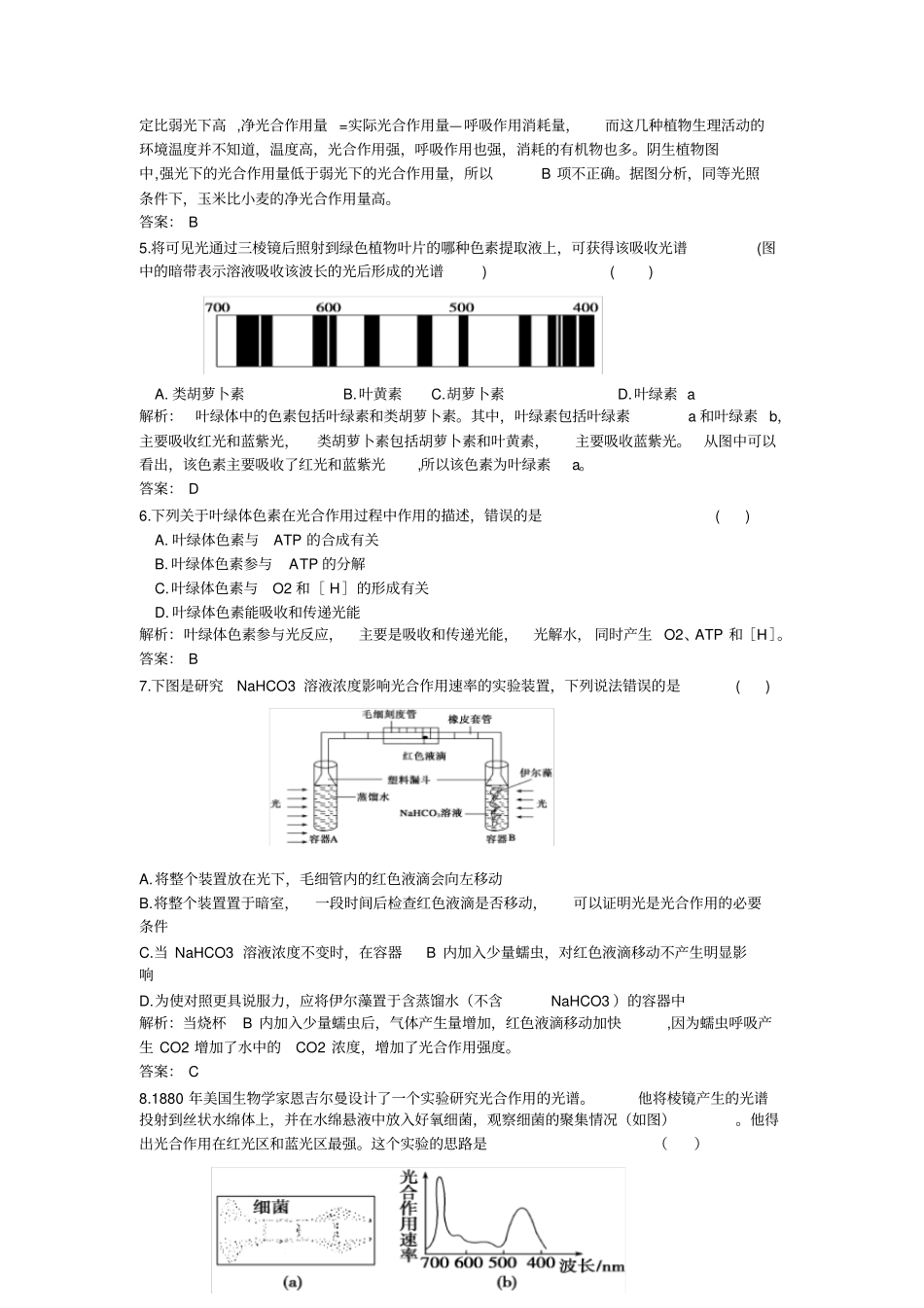 (完整word版)高中生物必修一光合作用试题_第2页