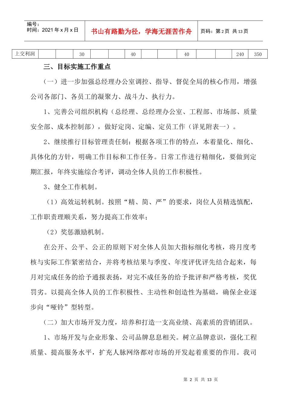 武汉XXX幕墙工程有限公司XXXX年经营规划_第2页