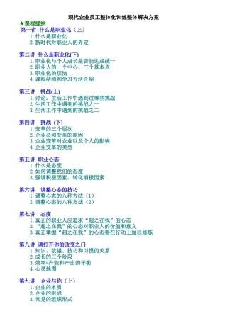 企业员工整体化训练解决方案