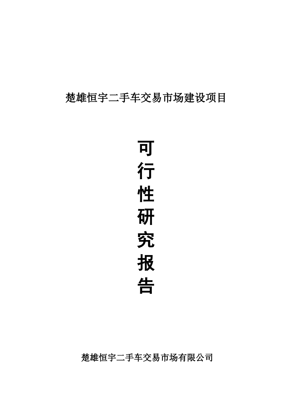 楚雄恒宇二手车交易市场可行性报告_第1页