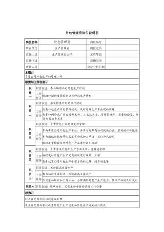 外包管理员岗位说明书