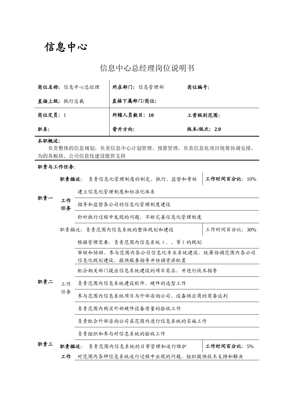 信息管理部岗位说明书_第3页