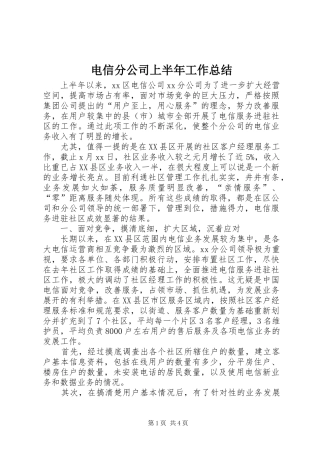 电信分公司上半年工作总结_2