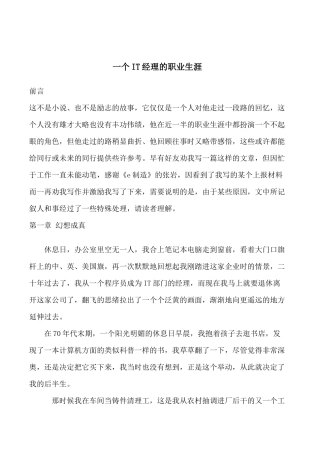 一个IT经理的职业生涯