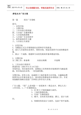 梦里水乡广告策略方案