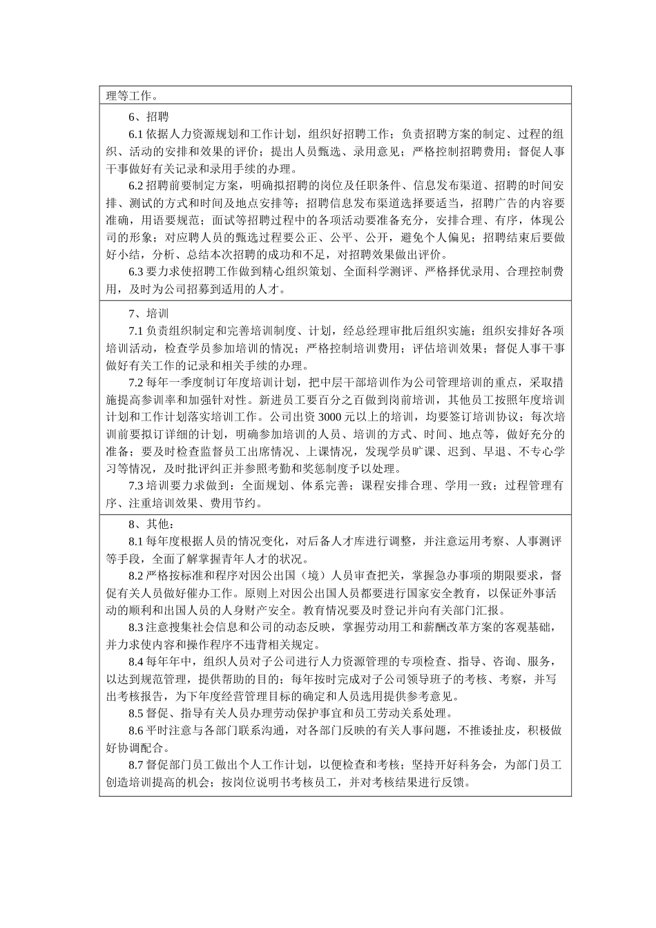 人力资源部经理岗位任务说明书_第3页
