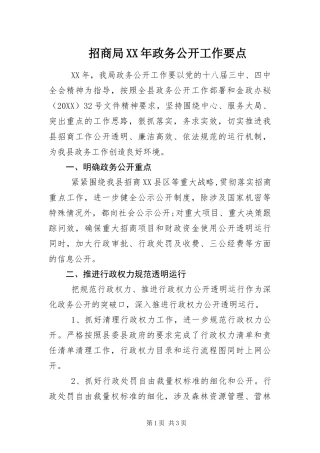 招商局政务公开工作要点