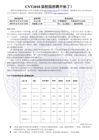人力资源-CVT2010校园招聘文案-广东工业大学就业在线
