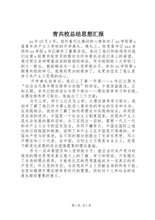 青共校总结思想汇报