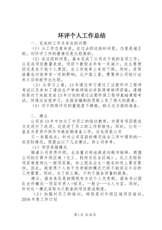 环评个人工作总结