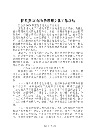 团县委宣传思想文化工作总结