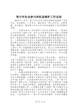 青少年社会参与和权益维护工作总结
