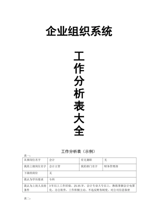 企业组织系统工作表分析大全示例