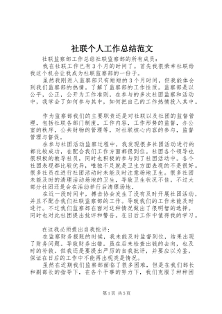 社联个人工作总结范文