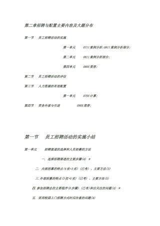 人力资源-02 XXXX-05-模拟-第二章招聘与配置主要内容及大题分布