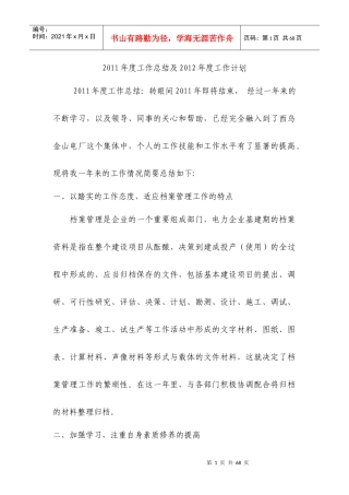 档案管理XXXX工作总结及XXXX工作计划
