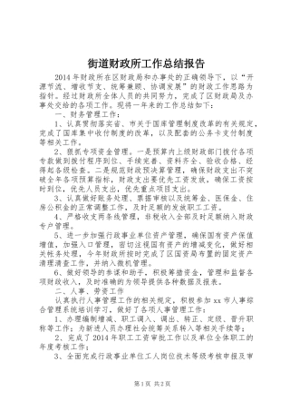 街道财政所工作总结报告