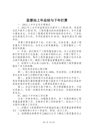监督站上年总结与下年打算