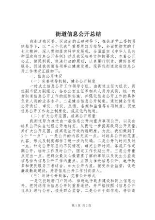 街道信息公开总结