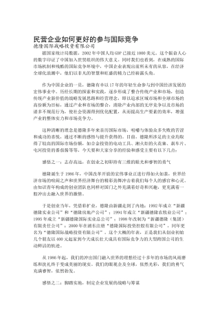 民营企业国际竞争品牌发展讨论报告
