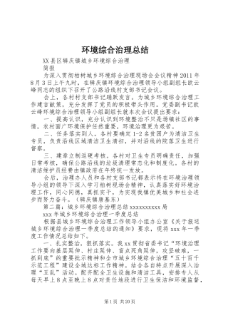 环境综合治理总结