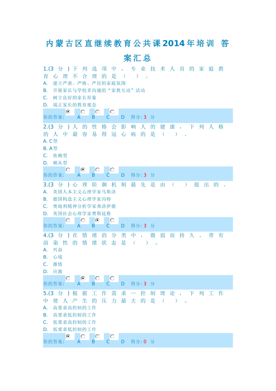 内蒙古区直继续教育公共课培训答案汇总_第1页