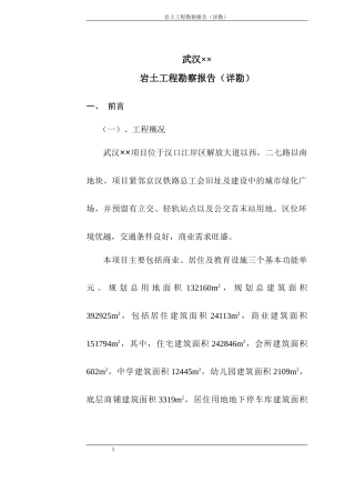 武汉××岩土工程勘察详细报告