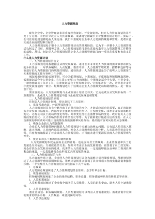 人力资源规划的编写步骤