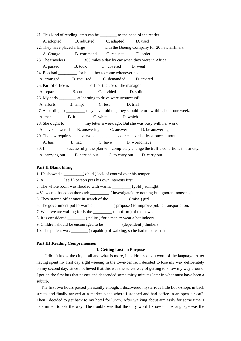 专升本中期选拔英语试题训练(七)_第2页