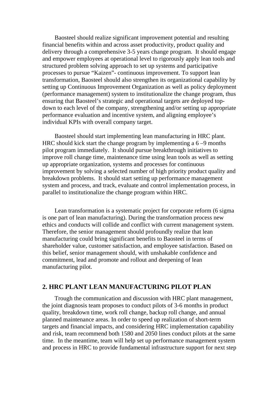 人力资源-Improve Baosteel’s performance through implementing lean manufacturing_第2页