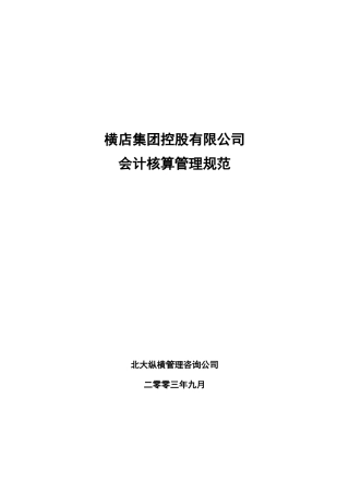 横店集团控股有限公司会计核算管理规范