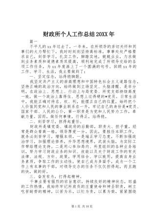 财政所个人工作总结20XX年