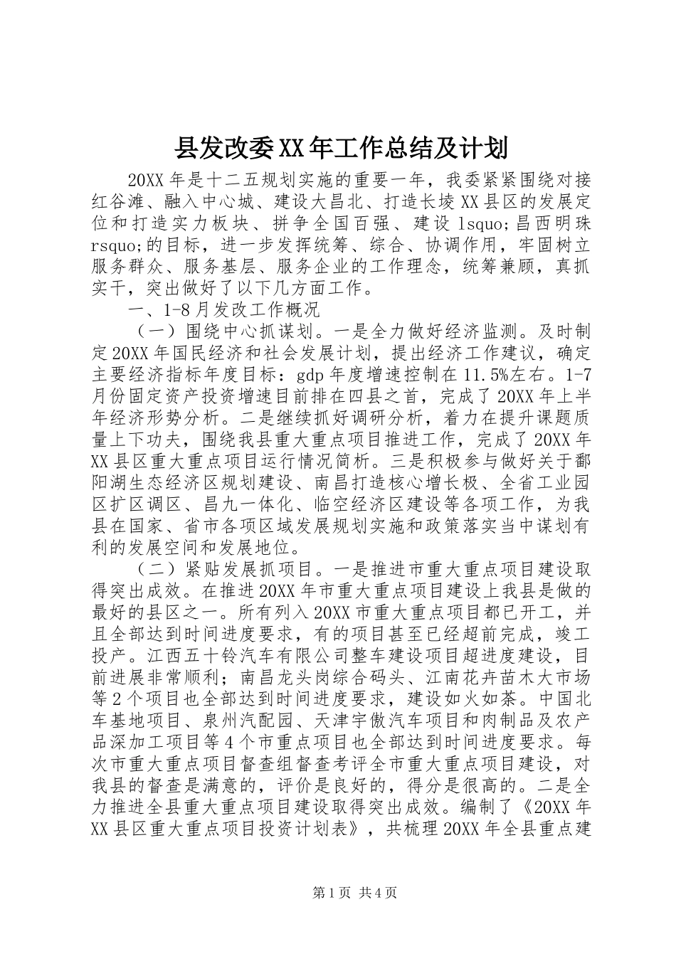 县发改委工作总结及计划_第1页