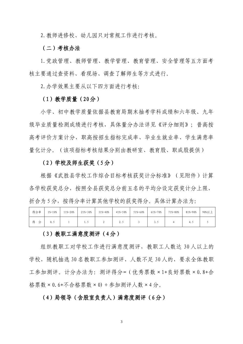 武胜县学校工作综合目标考核办法_第3页