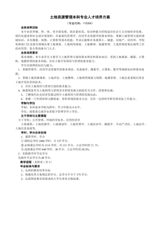 土地资源管理本科专业人才培养方案