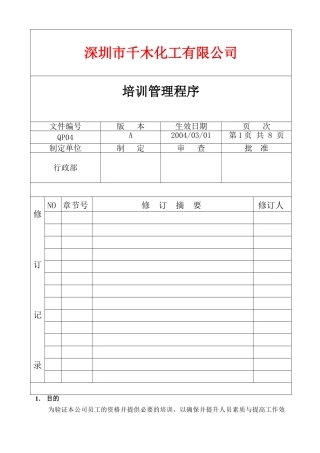 人力资源-QP培训管理程序