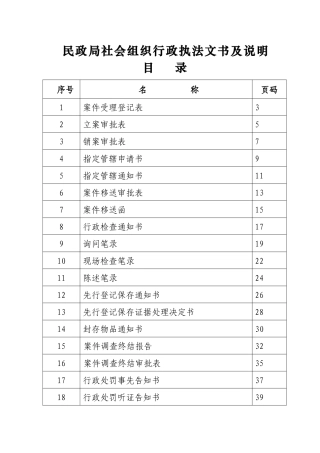 民政局社会组织执法文书模板（DOC72页）