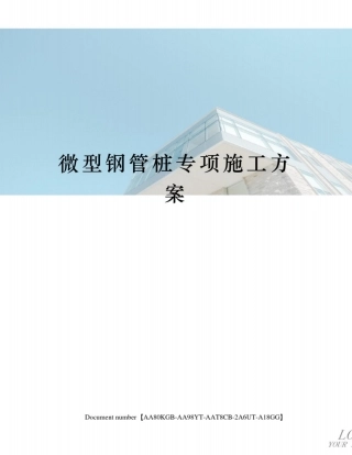 微型钢管桩专项施工方案修订稿
